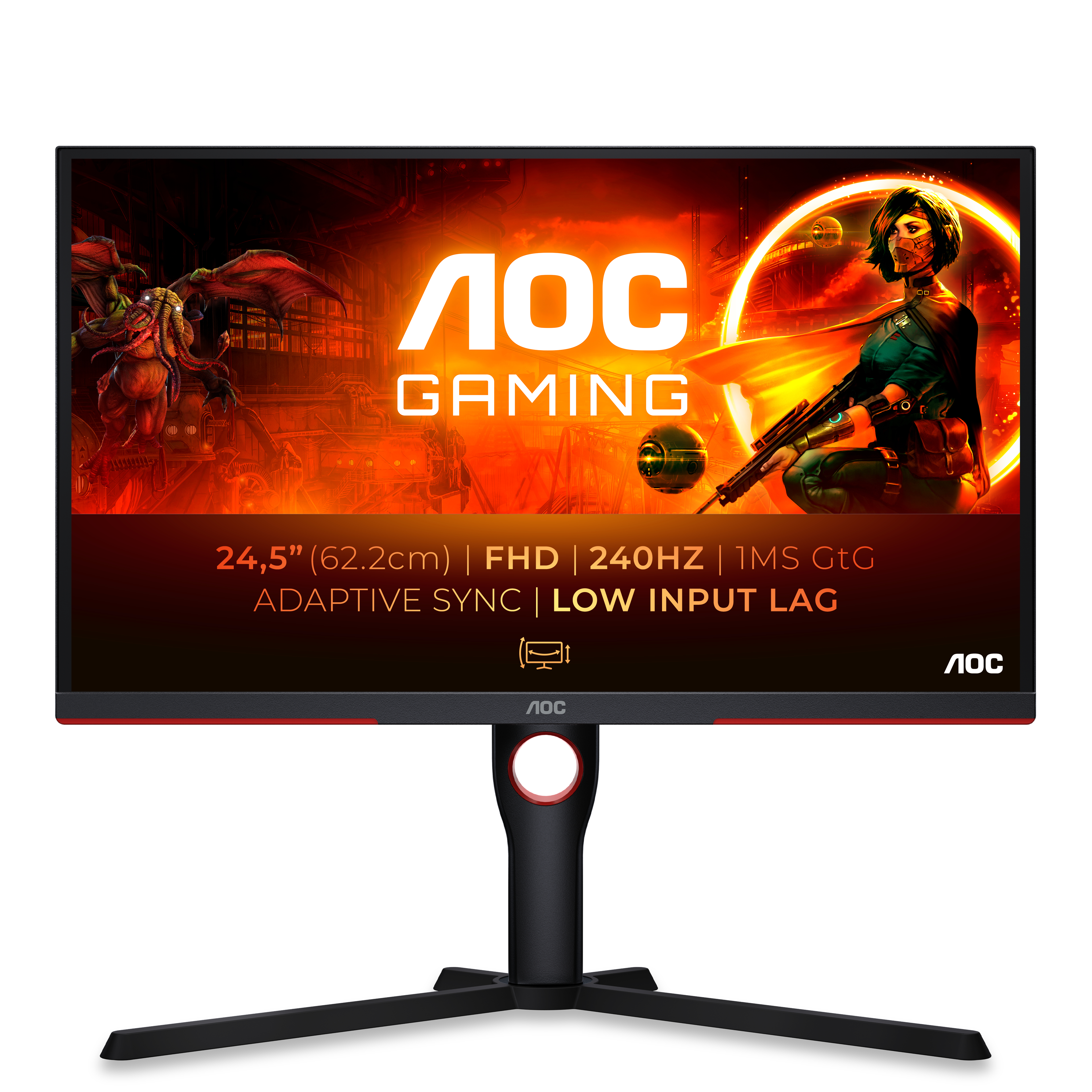 AOC 25G3ZM/BK computerskærm 62,2 cm (24.5") 1920 x 1080 pixel Fuld HD Sort, Rød