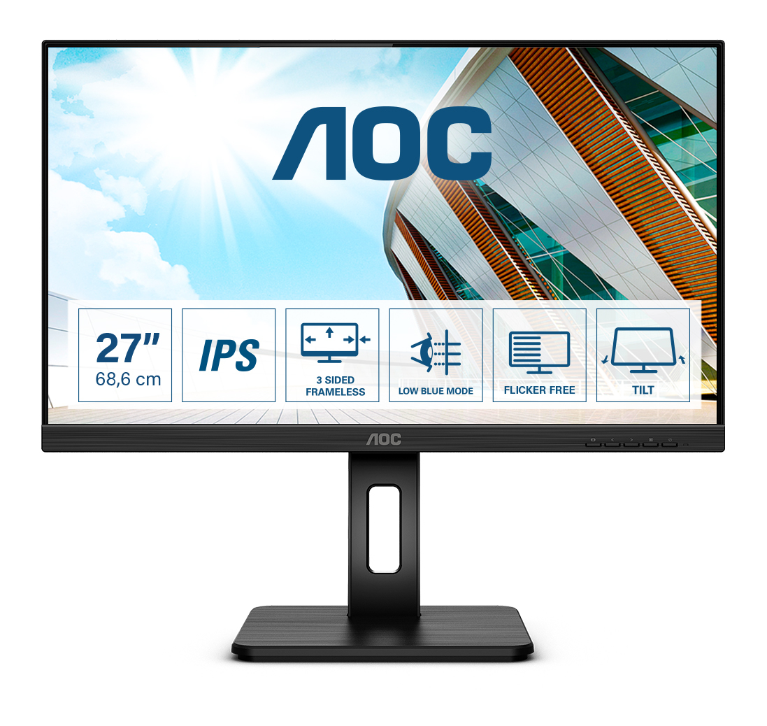 AOC 27 FHD IPS 75Hz HDMI,DP,DVI,VGA,SP,Højde