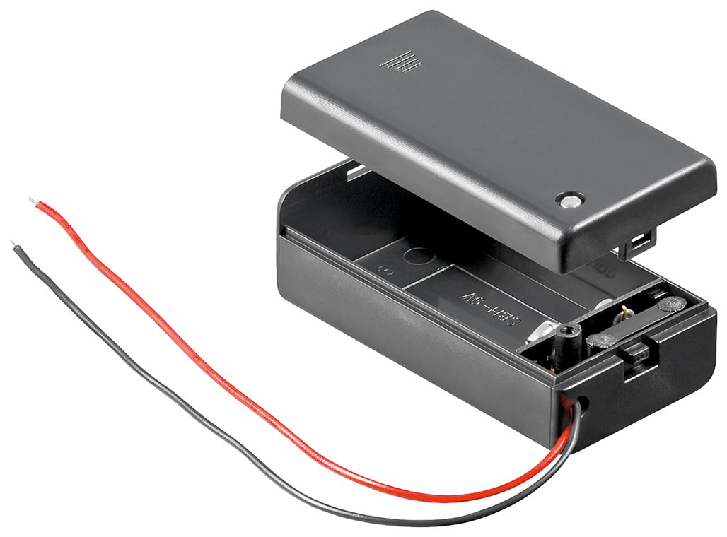 1x 9 V Block battery holder<br>Loose cable ends, water-repellent
