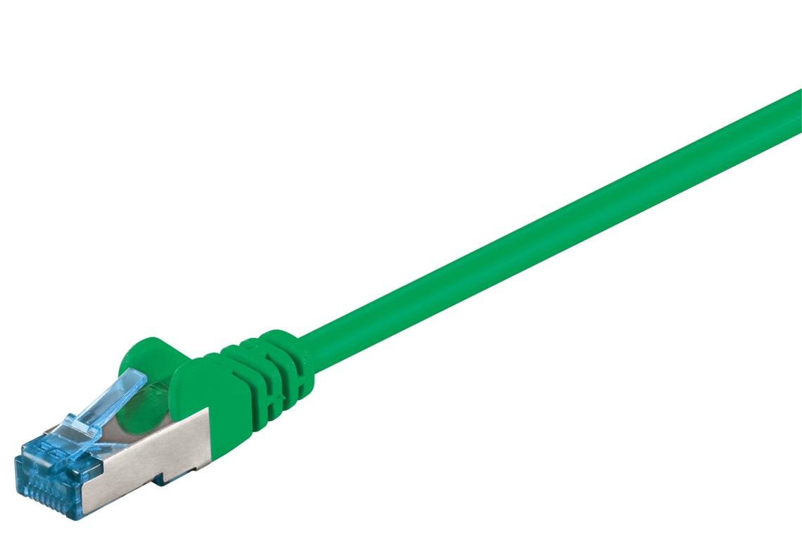 Patch kabel, S/FTP CAT6A, 0,5 m, grøn
