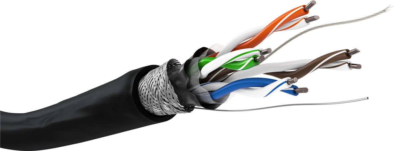 Installationskabel (stiv) SF/UTP CAT5e, 100 m, sort udendørs