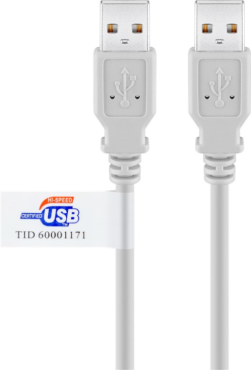 USB2 forb. kabel, A-han/A-han, grå, 2m