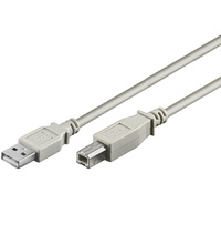 USB2 forb. kabel, A-han/B-han, grå, 3 m