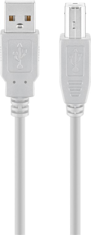 USB2 forb. kabel, A-han/B-han, grå, 5 m