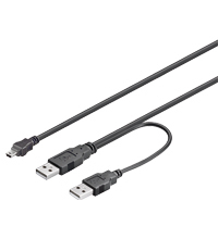 USB2 Y-powerkabel, 2xA-han/USB mini 5 pol han, 1.8 m