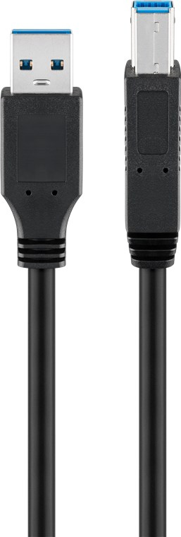 USB3 kabel A han/B-han, sort, 3  m
