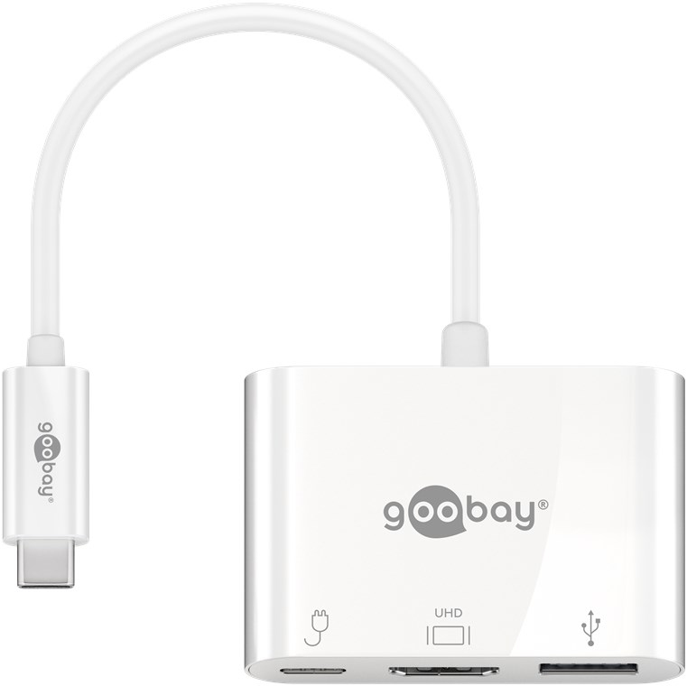 Goobay USB-C Multiport-adaptor HDMI, PD, white - erweitert ein USB-C Gerät for ein HDMI- and ein...