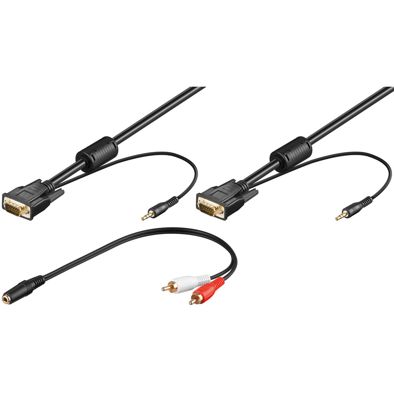 SVGA forb. kabel m. audio, 15 pol SUB-D han/han, 15 m