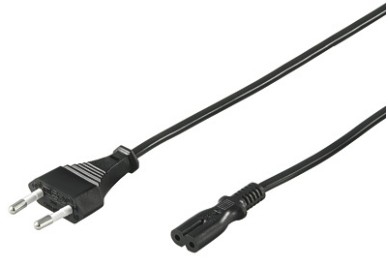 Powerkabel, Euro han/Euro (8) hun, 1.8 m, sort 