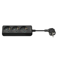 Power 3-stikdåse, Schuko stik, 1,5 m sort