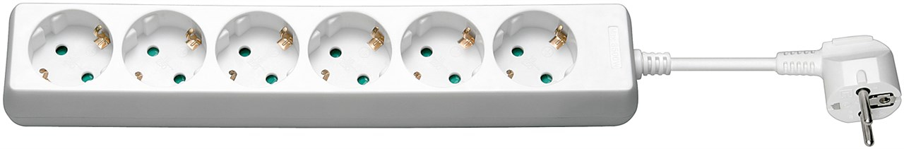 MicroConnect 6-Way Power Socket 1,5m White With child protection, 51296