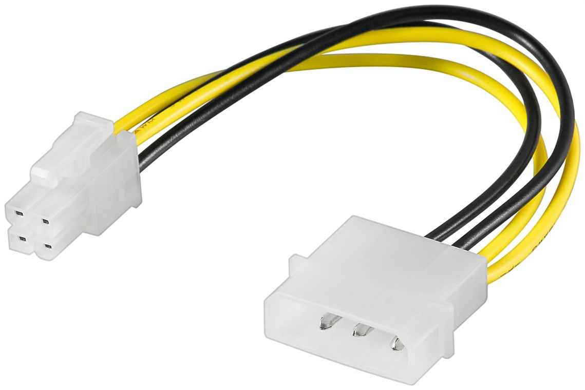 Strøm kabel til P4, 5,25 han/4 pol P4 hun
