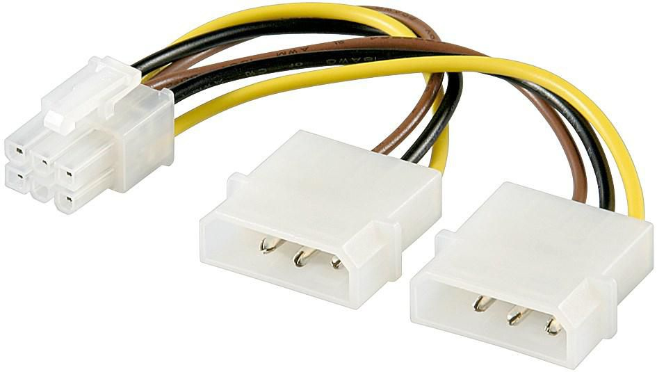 Strøm kabel PCI Express, 2x5.25 han til PCIe 6 pol