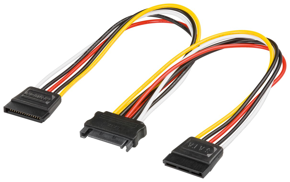Goobay 95114 PC Y Power Cable/Adapter, SATA 1x Male to 2x Female, 0.2m Length
