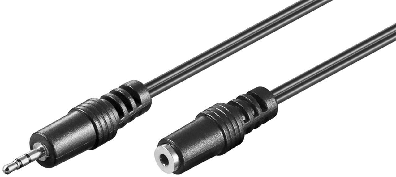 Goobay 50458 AUX Audio Extension Cable, 2.5 mm Stereo, Black, 2 m Cable Length
