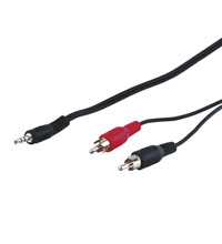 Goobay 50779 Audio Cable AUX Adapter, 3.5 mm Male to Stereo RCA Male, Black, 20 m Cable Length