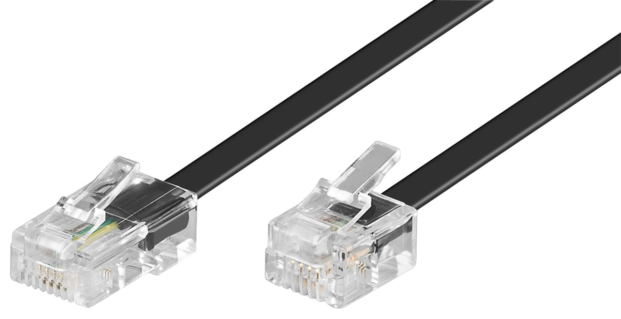 Telefon forbindelseskabel RJ11/RJ45, sort, 6 m