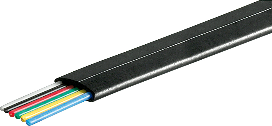 Goobay 50254 Telephone Flat Cables, 100m Reel, AWG 30, CU, 6 Wire, Black