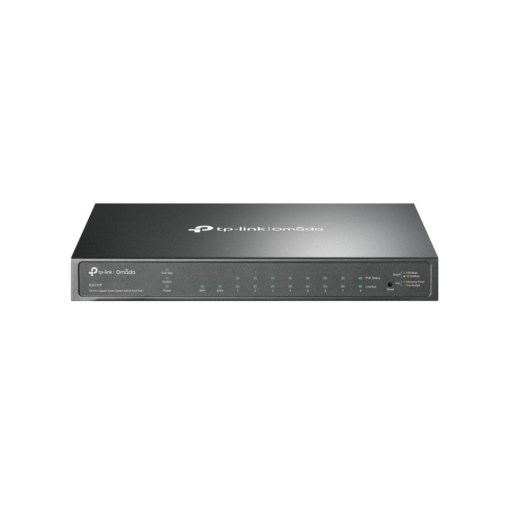 TP-Link T1500G-10PS(TL-SG2210P) 8 Gigabit Ports PoE Switch (8 PoE Ports, 2 SFP Ports, Desktop)