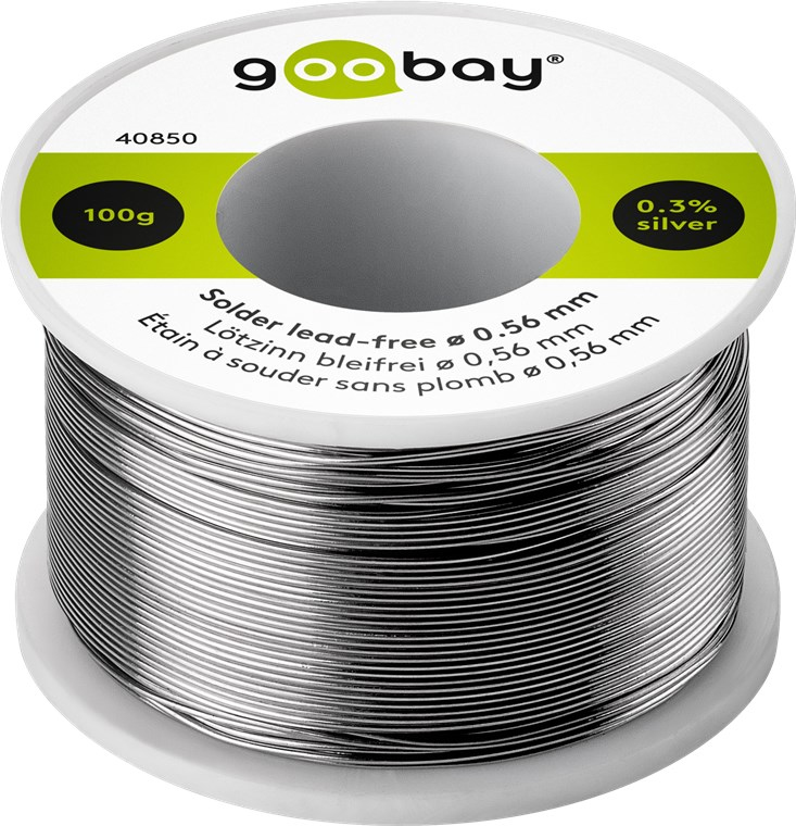 Goobay 40850 Lötzinn bleifrei ø 0,56mm Lötdraht mit Flussmittel, 0.3 % Silber & 0.7 % Kupfer, 21...