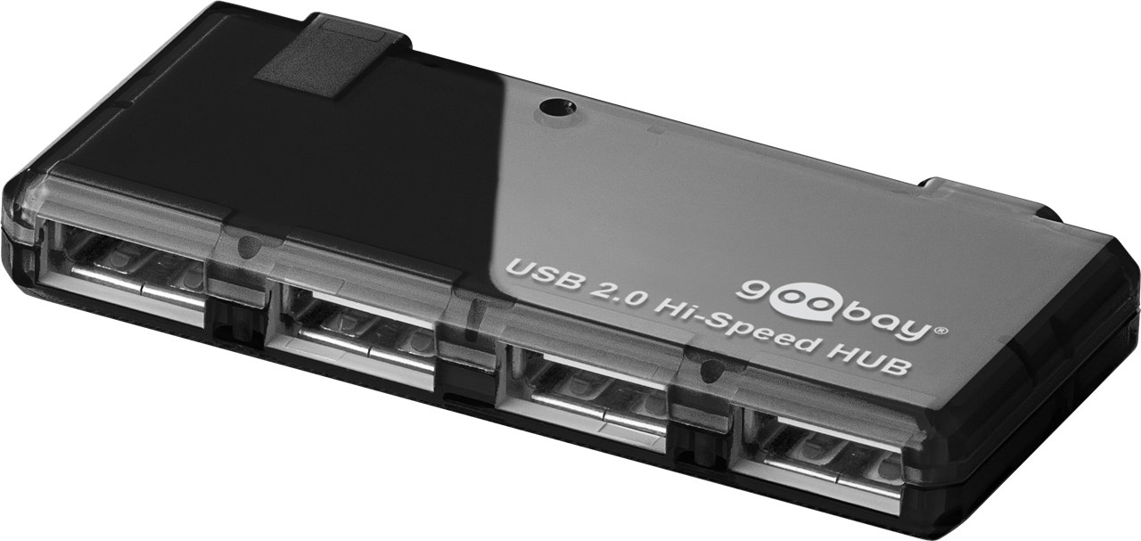 USB2 hub 4 port, u. strÃ¸mforsyn, slimline SORT