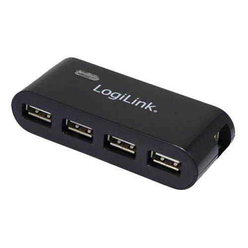 LogiLink 4-Port USB 2.0 Hub with Power Supply - Black