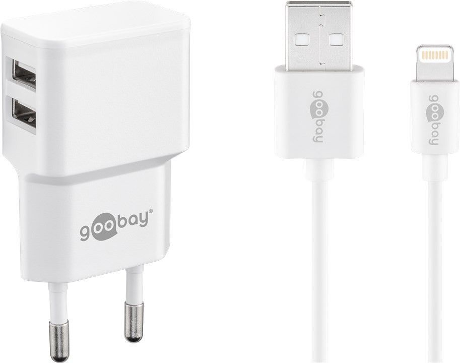 goobay 44979 mobile device charger Indoor White 44979, Indoor, AC, 5 V, 2.4 A, 1 m, White