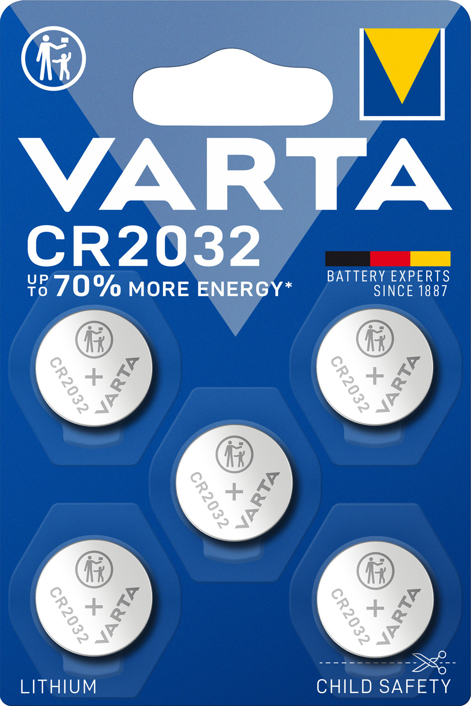 VARTA Batteries Electronics CR2032 Lithium button cell 3V battery 5-pack, Button cells in origin...