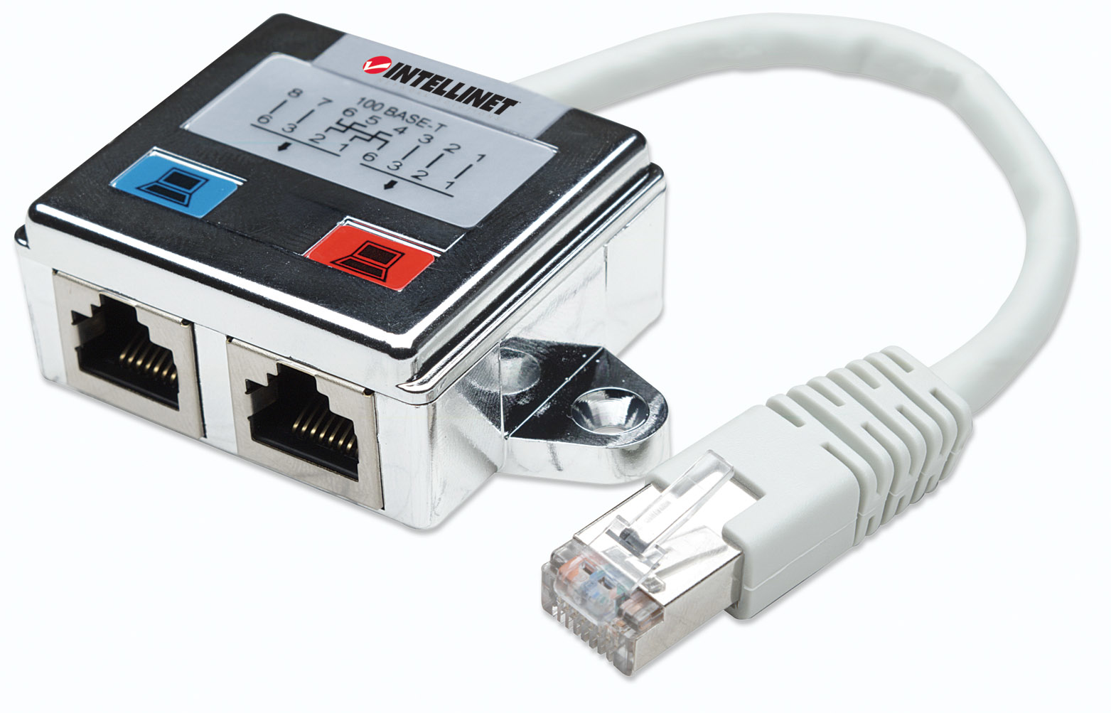 INTELLINET Verteiler RJ45 2-Port FTP silber Intellinet
