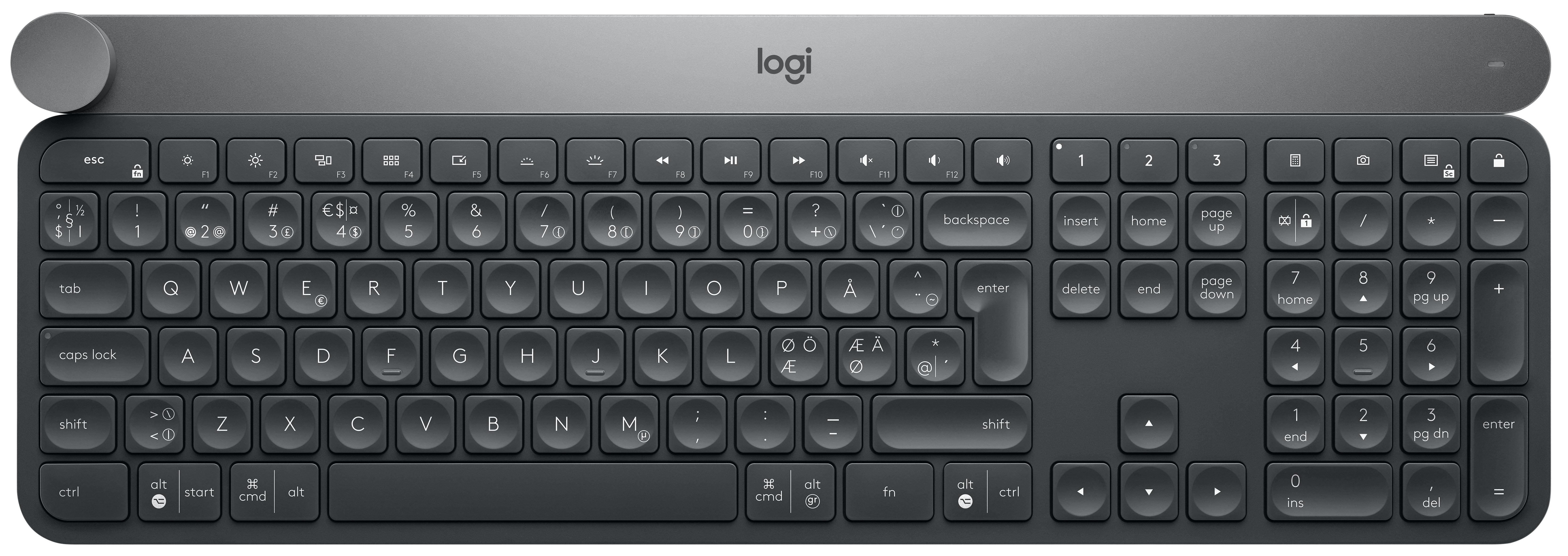 Logitech Craft Advanced keyboard with creative input dial tastatur RF trådløs + Bluetooth QWERTY...