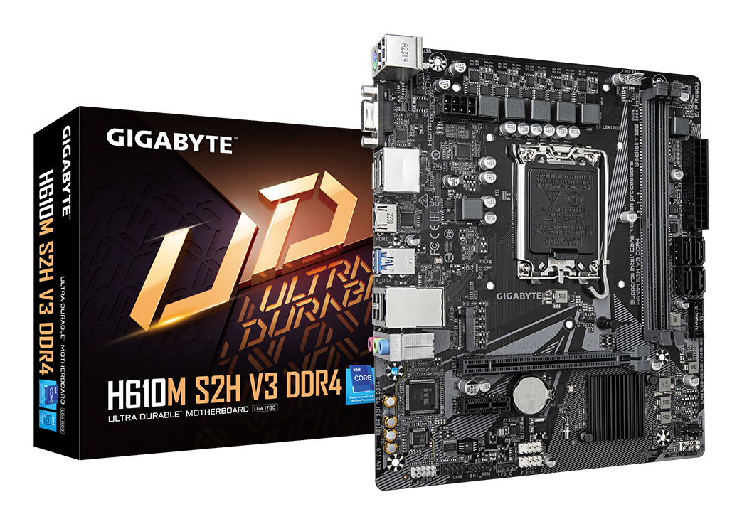 GIGABYTE H610M S2H V3 DDR4 Bundkort - Intel H610 - Intel LGA1700 socket - DDR4 RAM - Micro-ATX