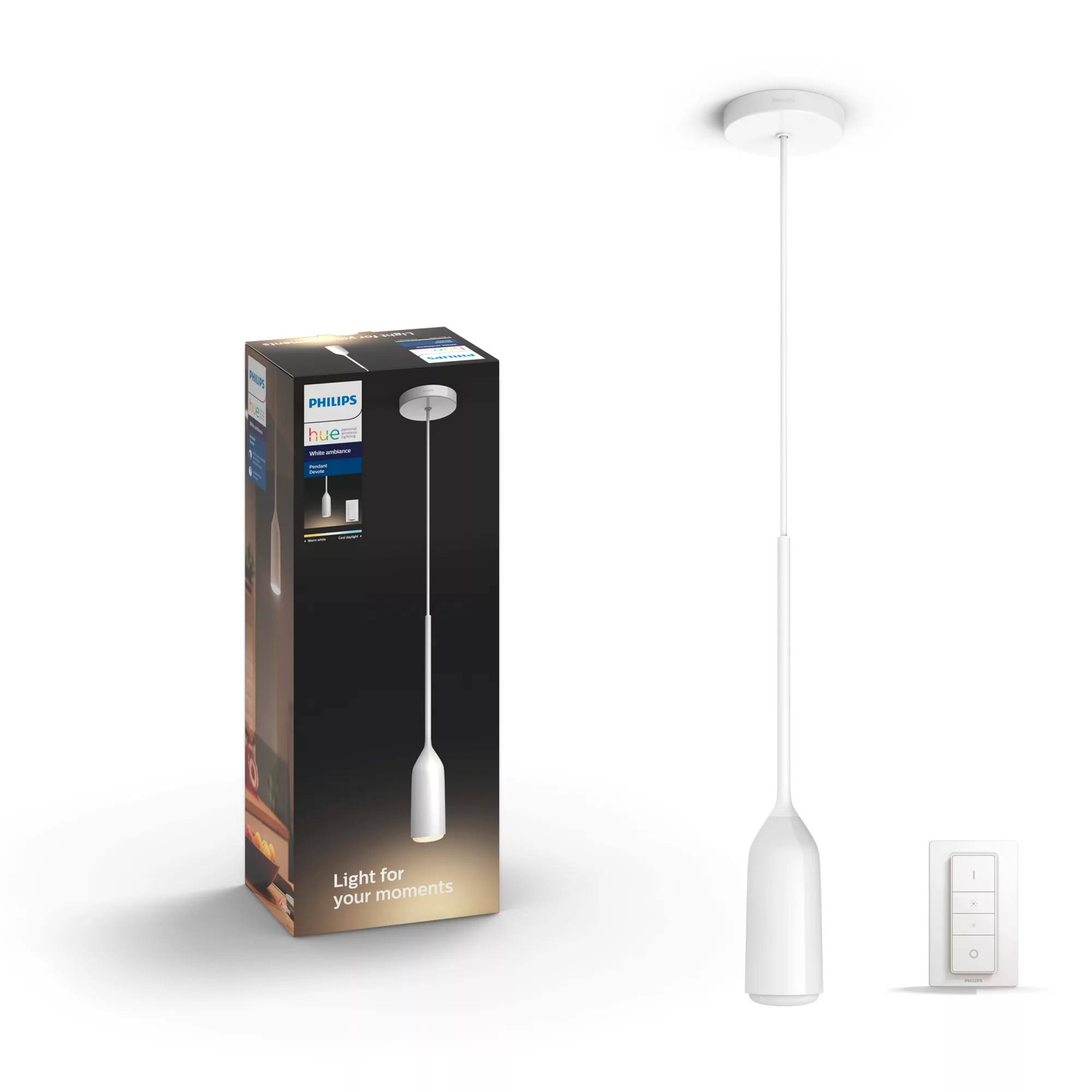 Philips Hue Devote Pendel i hvid med Dimmer