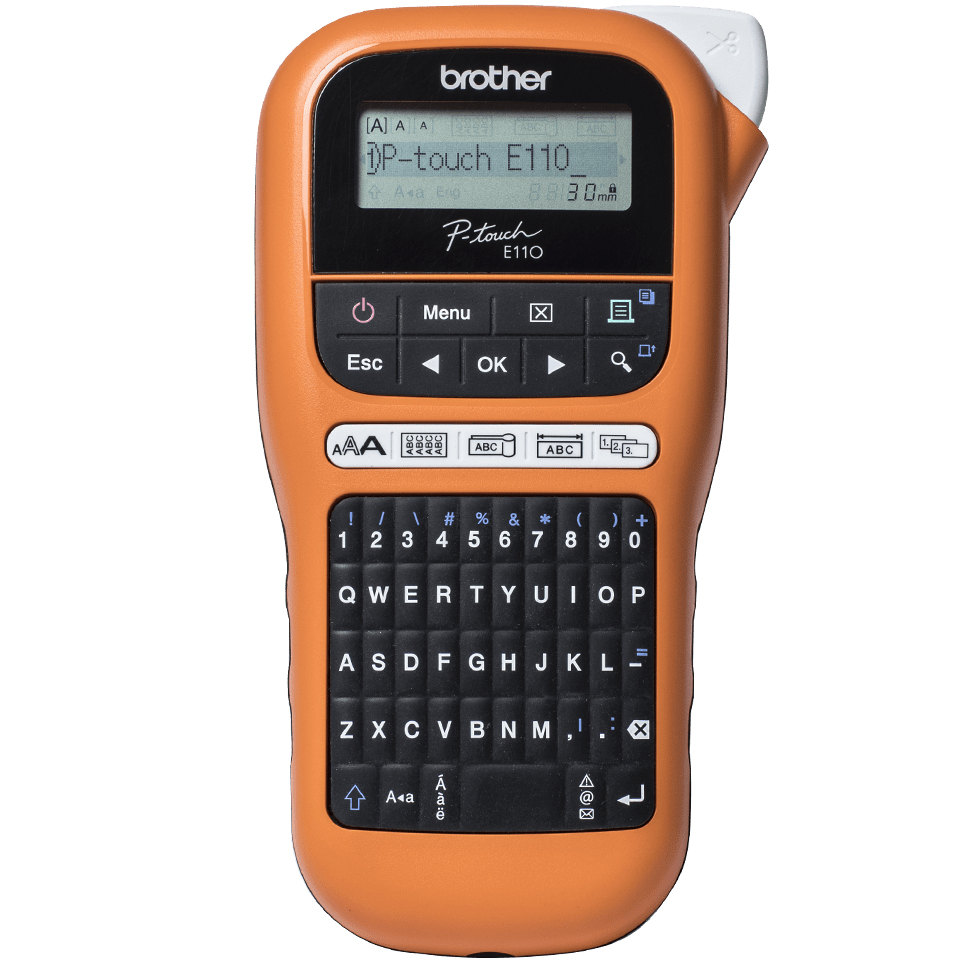 Brother beletteringssysteem, draagbaar industrieel model (oranje/zwart) 3.5/6/9/12mm TZe-tape. 2...