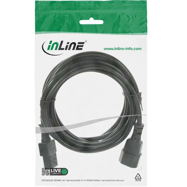 Inline C13 auf C14 1M Power Cable, 3pin IEC-C13/C14 1M 