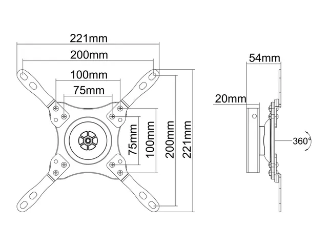 Multibrackets M VESA Wallmount 360 Black (Wall, 32", 15 kg)