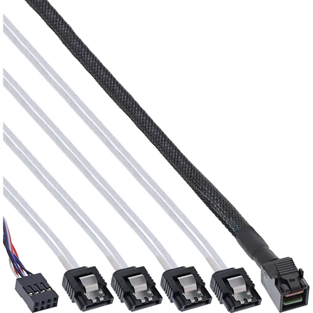 InLine SATA- / SAS-Kabel - mit Sidebands - gerade durchgeführt - 4-Lane - 4x Mini SAS HD (SFF-86...