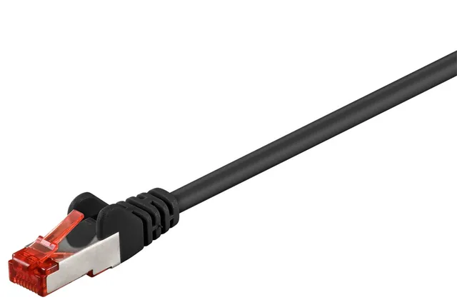 Patch kabel, S/FTP CAT6, 0,25 m, Sort