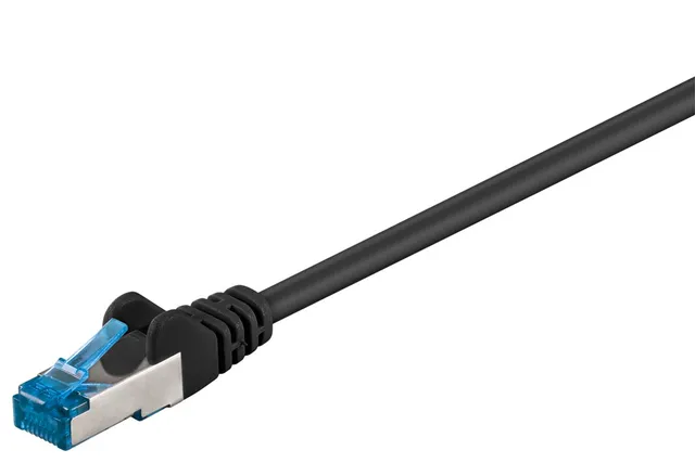 Patch kabel, S/FTP CAT6A, 0,25 m, Sort