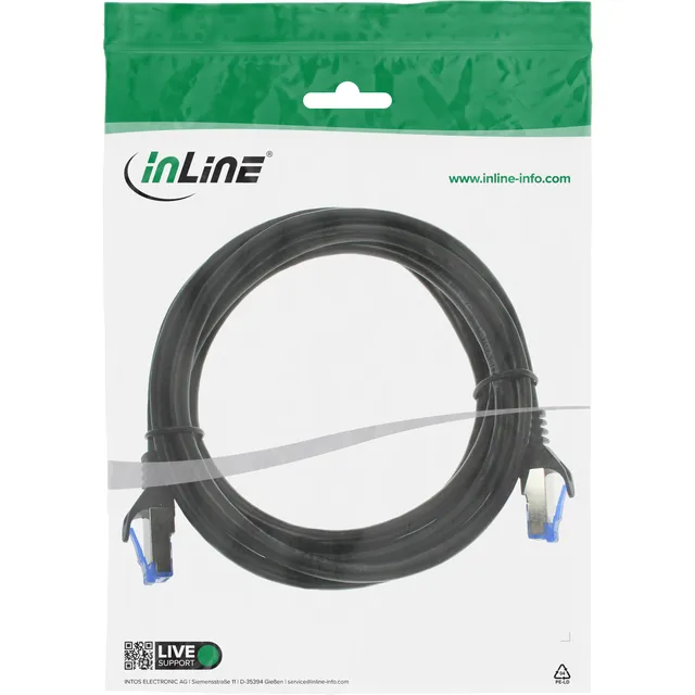 Patch kabel, S/FTP CAT6A, 2 m, Sort, Udendørs