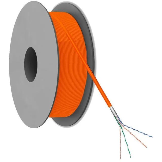 Patch kabel (blød), F/UTP CAT5E, 100 m orange på spole, CCA