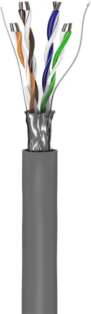 Installationskabel grå (stiv), F/UTP CAT5E, 100 m på spole, CCA