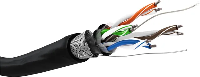 Installationskabel (stiv) SF/UTP CAT5e, 100 m, sort udendørs