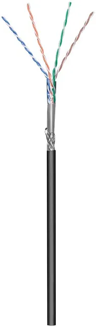 Installationskabel (stiv) SF/UTP CAT5e, 100 m, sort udendørs