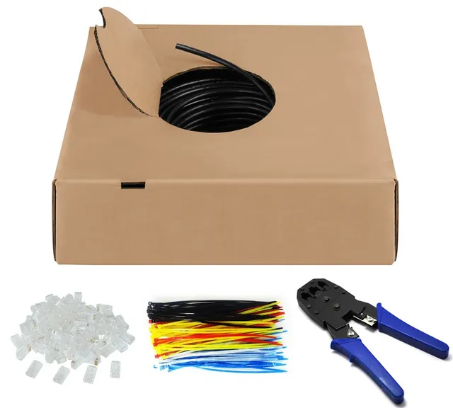 goobay 94399 CAT 6 Outdoor Network Cable Set, U/UTP, Black, 305 m Length
