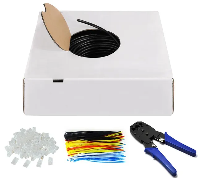 goobay 94399 CAT 6 Outdoor Network Cable Set, U/UTP, Black, 305 m Length