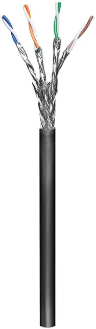 Installationskabel (stiv) sort udendørs, S/FTP CAT6, 100 m