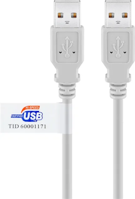 USB2 forb. kabel, A-han/A-han, grå, 2m