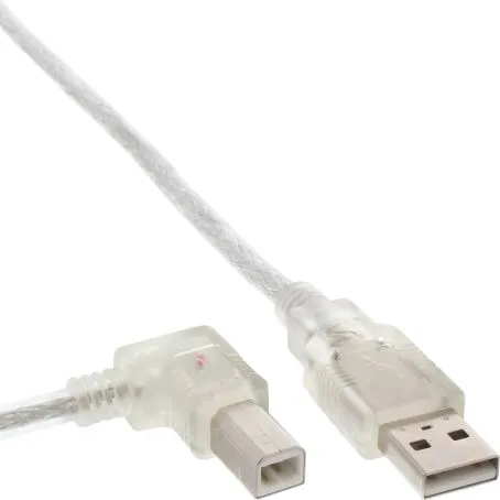 USB2 forb. kabel, A-han/B-han, vinkel, 3m, hvid