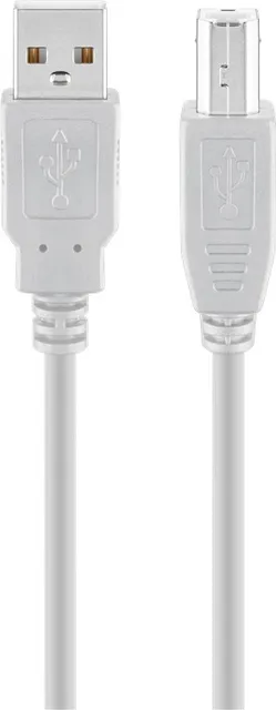 USB2 forb. kabel, A-han/B-han, grå, 5 m