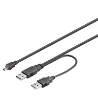 USB2 Y-powerkabel, 2xA-han/USB mini 5 pol han, 1.8 m